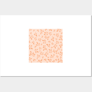 peachy pink leaf pattern Posters and Art